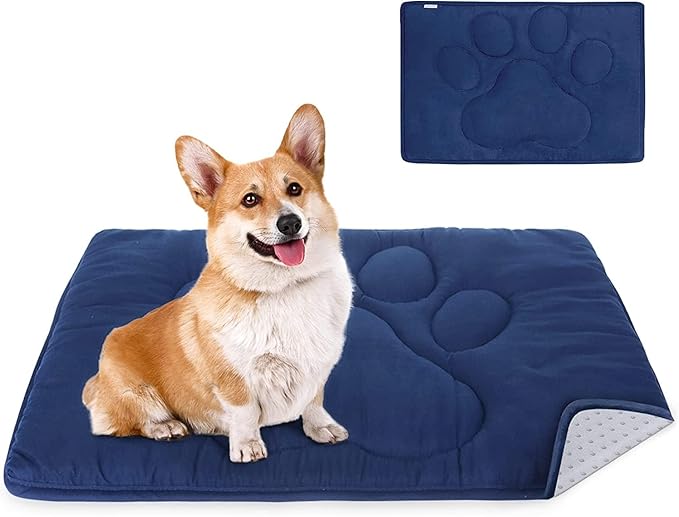 Coldwind Dog Crate Pad(19"x 30"),Washable Crate Mat with Anti-Slip Bottom, Dog Mats for Sleeping, Breathable Kennel Pad,Dark Colored to Hide Stains, Navy
