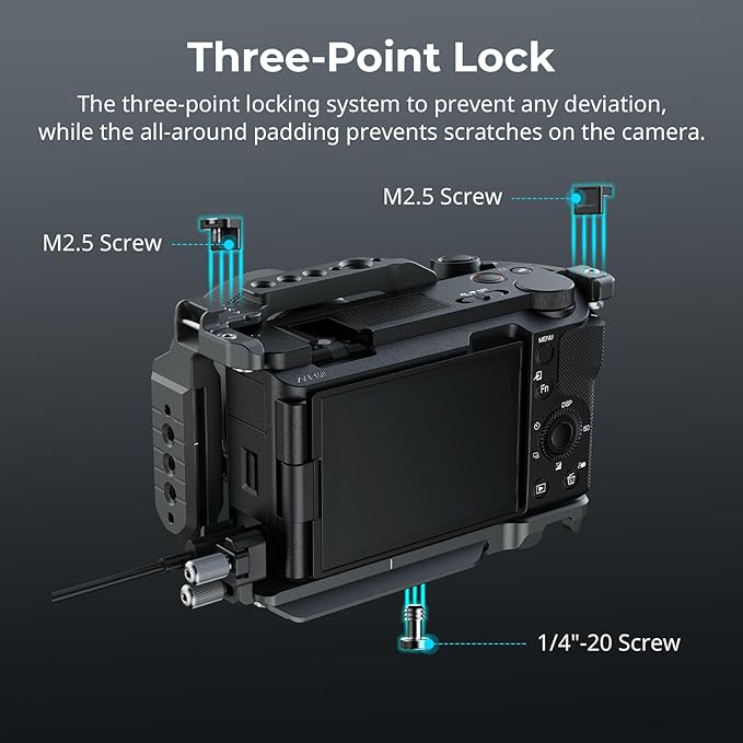 SMALLRIG ZV-E10 II HawkLock Quick Release Cage Kit for Sony ZV-E10 II with Cable Clamp for HDMI, Built-in Ergonomically Designed Silicone Handle, Quick-Release Plate for Arca, QD Socket