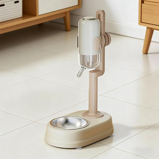 Pet Standing Water Dispenser Adjustable Height Multifunctional Pet Automatic Water Drinker for Small Animal Ferrets Cat Puppy, White