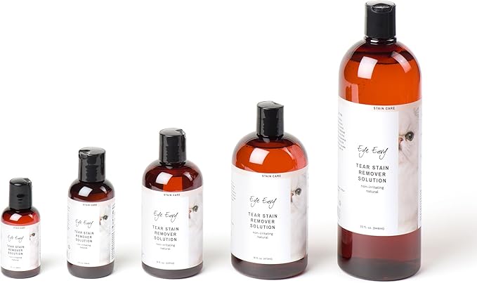 Eye Envy Tear Stain Remover Solution for Cats. Gentle, Natural and Safe. Cleans Tear Stains. Recommended by Breeders, Groomers. Remove Eye Stains from Persians and Exotics. 4 oz. Made in USA