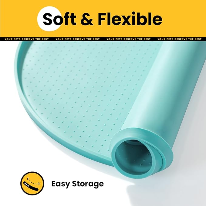 Conlun Dog Food Mat,Raised Edges Pet Food Mats for Spill Containment,BPA-Free Silicone Cat Dog Feeding Mat for Floor Waterproof,Rubber Pet Placemats for Food and Water Bowls 1/2 Inch