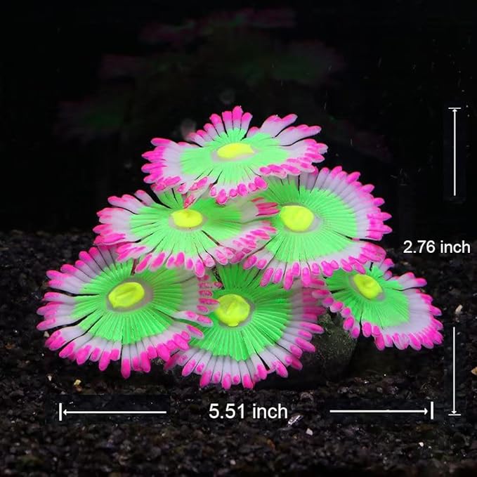 ZtohPyo Glowing Effect Soft Anemone Aquarium Fish Tank Decorations Silicone Glow in The Dark Artificial Ornament Plants for Aquarium Landscape Small/Large Fish Bowl Decor Accessories