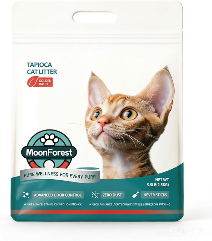 Tapioca Cat Litter, Clumping Low Dust for Automatic Litter Box, Odor Control Natural Plant-Based, 1-Pack
