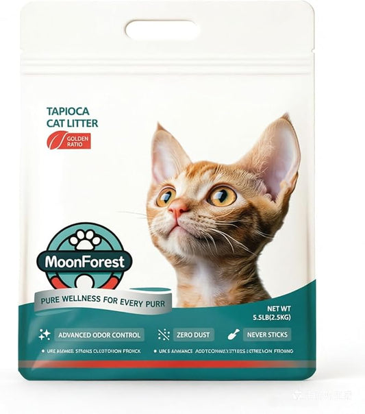 Tapioca Cat Litter, Clumping Low Dust for Automatic Litter Box, Odor Control Natural Plant-Based, 1-Pack