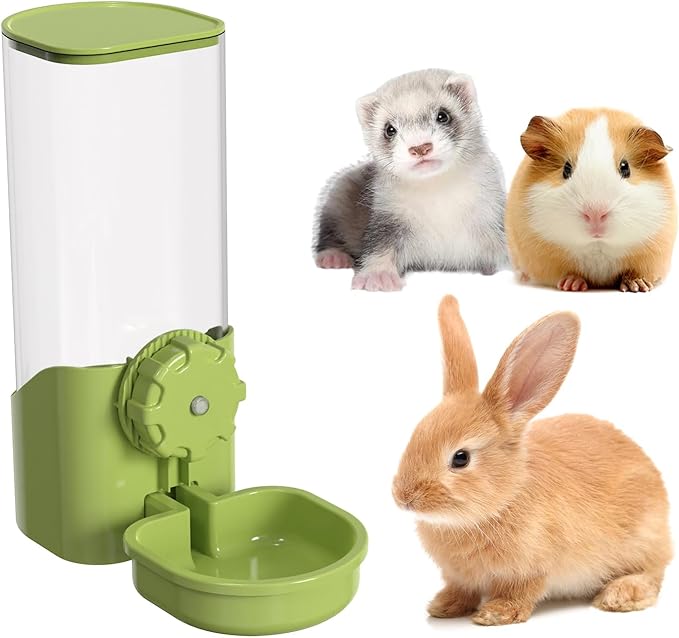 Rabbit Water Bottle for Cage Crate, 29oz No Drip Hanging Automatic Pet Water Dispenser for Small Animal Guinea Pig Bunny Chinchilla Ferret Hedgehog Puppy Cat (Green)