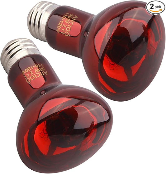 Aiicioo Reptile Red Light Bulb - Reptile Heat Lamp Bulb Infrared Basking Spot Lamp for Bearded Dragon Lizard Turtle Hermit Crab Leopard Gecko Snake Chameleon 50W