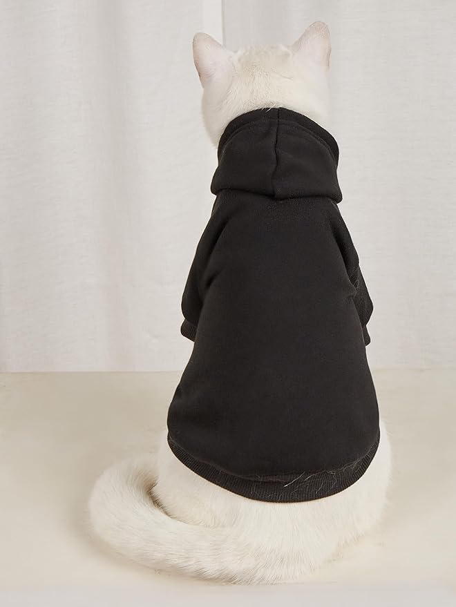 QWINEE Basic Dog Hoodie Sweatshirt Puppy Sweater Warm Cat Costumes Pet Clothes for Chihuahua Puppy Kitten Small Medium Dogs Black Green and Grey X-Small