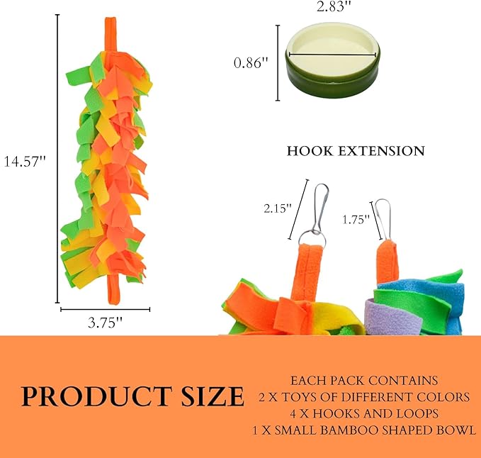 FABMODE 2 Packs Small Pet Toys, Sugar Glider Cage Accessories, Climbing Toys Swing Toys, Suitable for Ferret Birds Parrots Hamster Squirrel Chinchilla Guinea Pigs (with one Water Bowl)