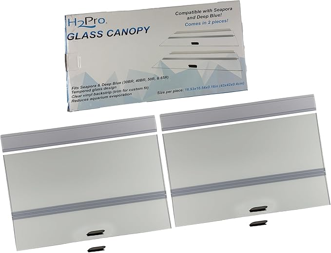 H2Pro Glass Canopy Aquarium Lid for Fresh & Saltwater Fish Tanks (S36GT for Seapora 30 & 40 Breeder Aquariums)