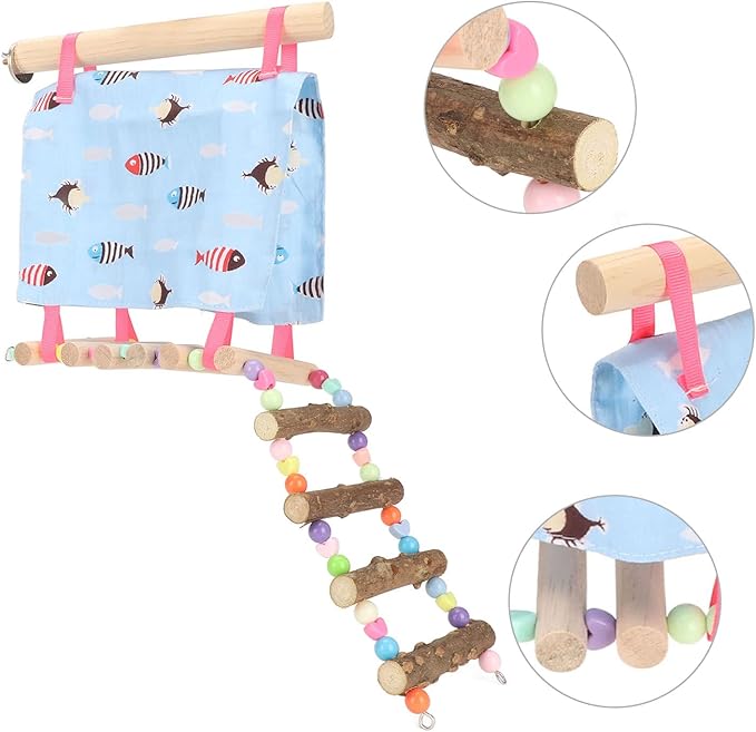 Semme Colorful Pet Hammock Tent with Ladder for Small Animals Like Parrots Hamsters and Golden Bears and Safe Hanging
