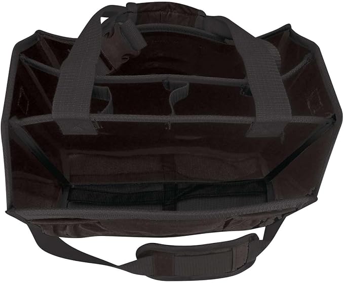 Country Pride Nylon Grooming Tote for Horses, Durable Mesh Bottom, Large Interior Compartments for Sprays and Bottles, Exterior Elastic Pockets, Detachable Padded Shoulder Strap,14"x12"x9" (Purple)