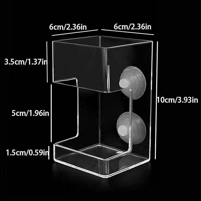 1 Pcs Fish Tank Feeding Tray with Suction Cup, Acrylic Feeding Tube Fish Food Holder, Automatic Fishing Feeder Aquarium Tank Divider Supplies, Breeder Box for Aquarium Accessories (Square)