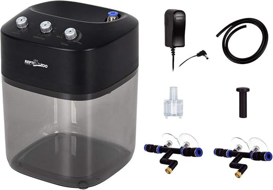 REPTI ZOO 2.2L Solo Adjustable Starter Mister for Reptile Terrariums Humidifier High Pressure Silent Pump Machine Misting Rainforest Sprayer System Tank with 2PCS Nozzles for Reptiles/Amphibians