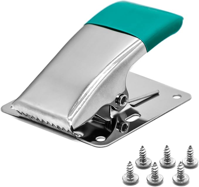 SAMSFX Fish Cleaning Board Tools - Fillet Clamp w/Screws Deep-Jaw Fish Tail Clip Board for Scaling Table Bait with Green Grip