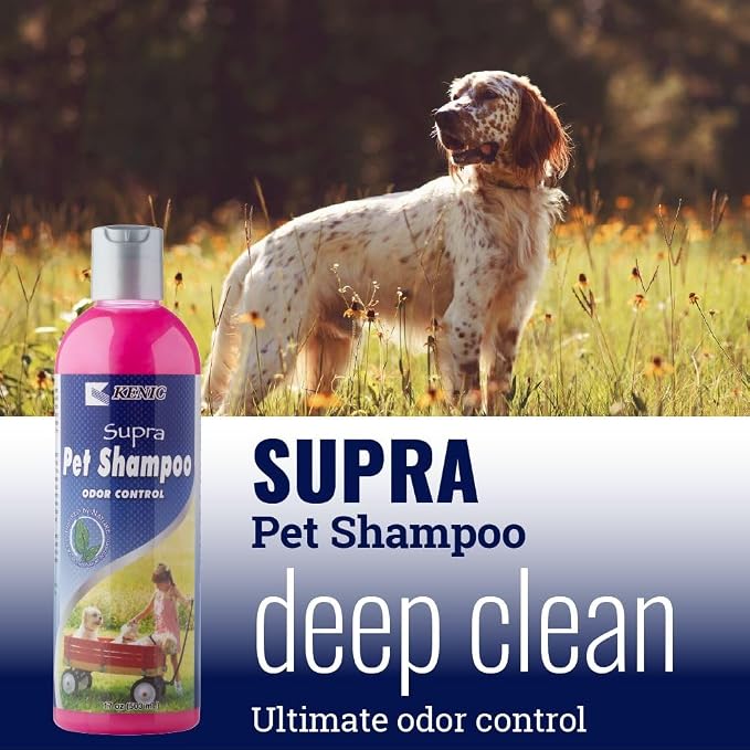 Kenic Supra Odor Control Dog Shampoo, Deodorizing Deep Clean, Naturally Derived Ingredients, Eliminates Tough Pet Odors, Made in USA