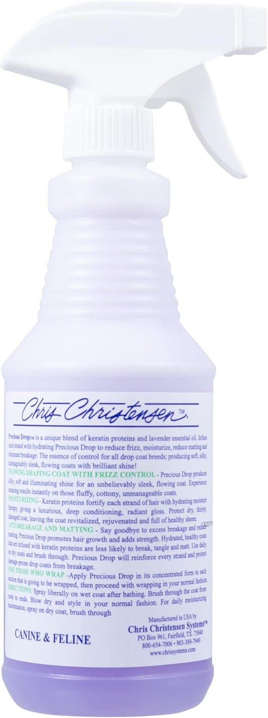 Chris Christensen Precious Drop Ready to Use Conditioner, Dog Conditioner, Groom Like a Professional, Reduces Frizz & Matting, Eliminates Breakage, All Coat Types, Made in USA, 16 oz
