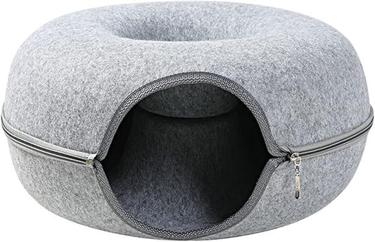 Thicken Felt Round Bed Warm Soft Tunnel Tube Small Pet Detachable Design Easy to Large Capacity Winter Pet Bed