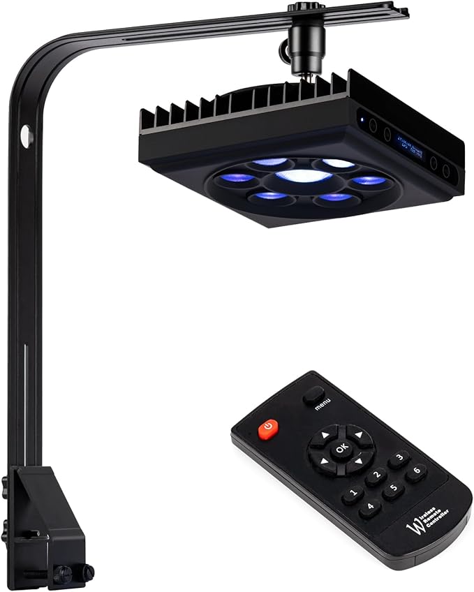 Aquarium Light-60 Watts Reef Light High Penetration Wide Coverage Sunrise Sunset Moonlight Saltwater Lights for Coral with Master Slave Group Control & Timer & Screen