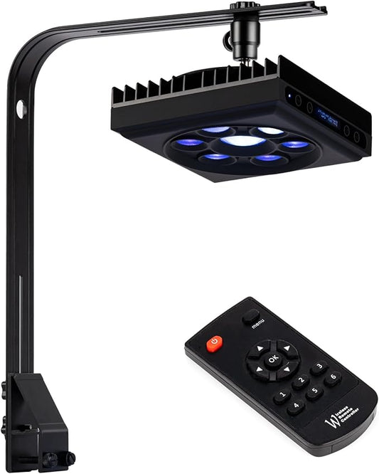 Aquarium Light-60 Watts Reef Light High Penetration Wide Coverage Sunrise Sunset Moonlight Saltwater Lights for Coral with Master Slave Group Control & Timer & Screen