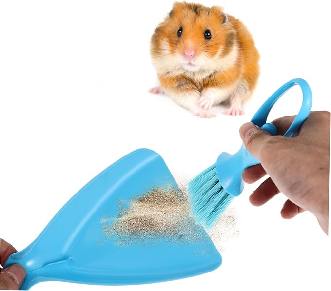 NOLITOY 2sets Mini Broom Dustpan Hamster Cage Cleaning Tool Pet Care Gadget Easy Storage for Cats Rabbits Hamsters Random Color