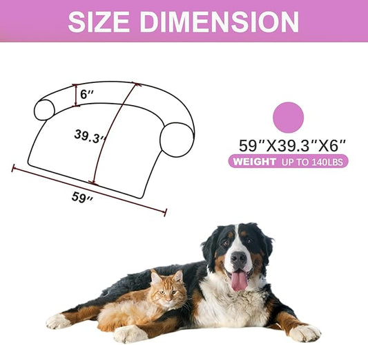 Tinaco Luxurious Calming Dogs/Cats Bed Mats, Dog Pad Washable Removable Couch Cover, Plush Long Fur Mat for Pets, Waterproof Lining, Perfect for Small, Medium and Large Dogs and Cats (Pink, 59"x39")