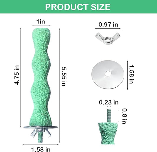 Bird Beak Grinding Stone, Anti-Slip Parrot Nail Trimming Stick, Parrot Resin Beak Grinder, Washable Claw Trimmer Care Stand for Budgie, Conures, Parakeets Cage Accessories (2, Green, 5 inch)