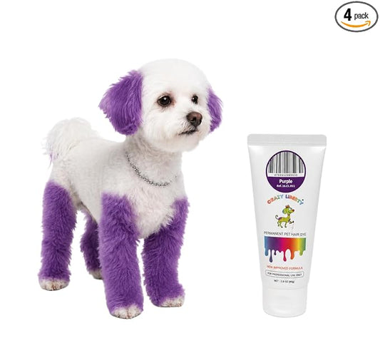 CRAZY LIBERTY Permanent Hair Dye for Dogs and Horses, 4 and 2.8 oz Tubes. (Purple)