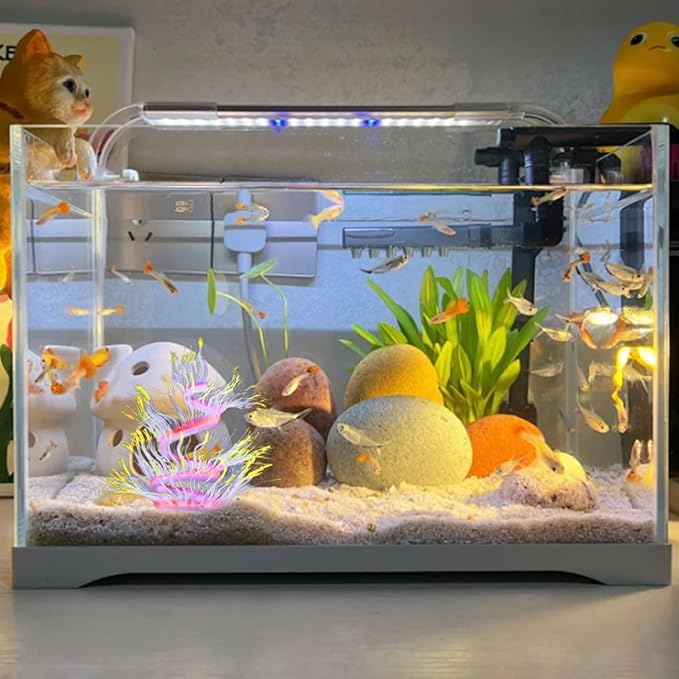 WishLotus Fish Tank Coral Ornaments, Artificial Soft Silicone Aquarium Coral Decorations Colorful Lifelike Glowing Fish Tank Decorations Accessories for Aquarium Landscaping (Yellow)
