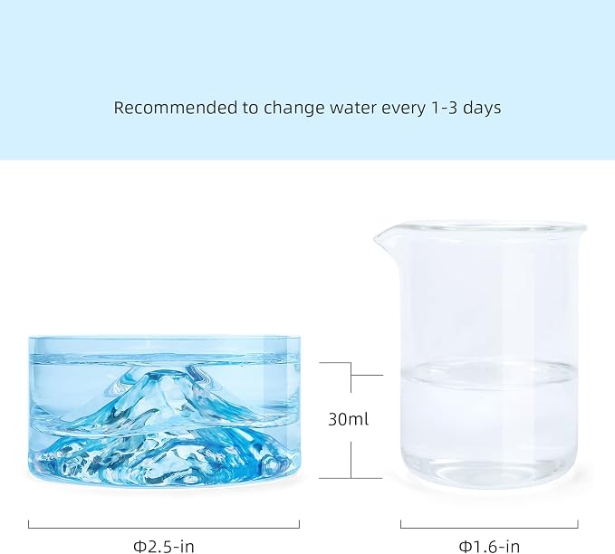 Niteangel Hamster Feeding & Water Bowls- Mount Fuji Series Glass Drinking Bowls for Dwarf Syrian Hamsters Gerbils Mice Rats or Other Similar-Sized Small Pets