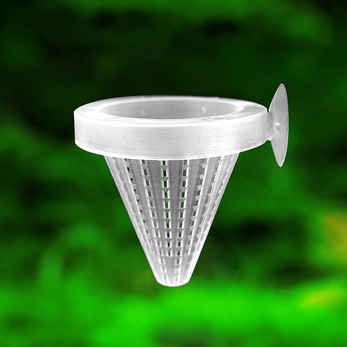 6PCS Aquarium Live Red Worm Feeding Cone Cup Plastic Frozen Brine Shrimp Fish Feeder for Aquarium Tank with Suckers, White,Red