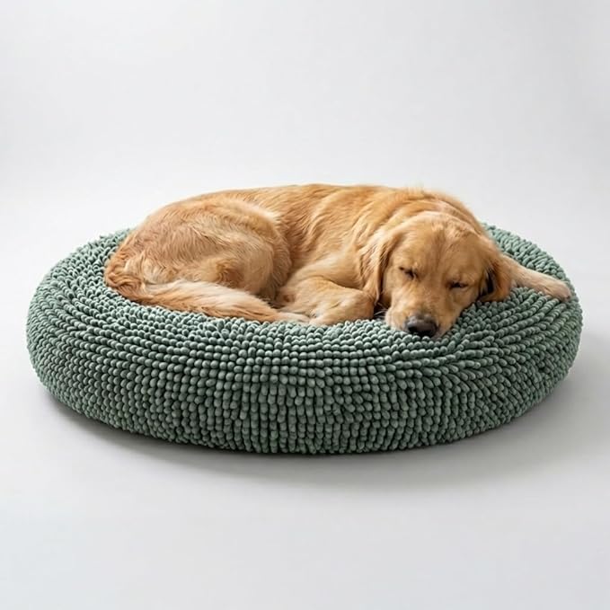 Muddy Mat® Cloud K-9 Bed for Dogs & Cats, Soft & Relaxing Donut Dog Bed, Chenille Material, Removable Cover, Washable & Dryer Safe–Seafoam Green Large(40'x40')
