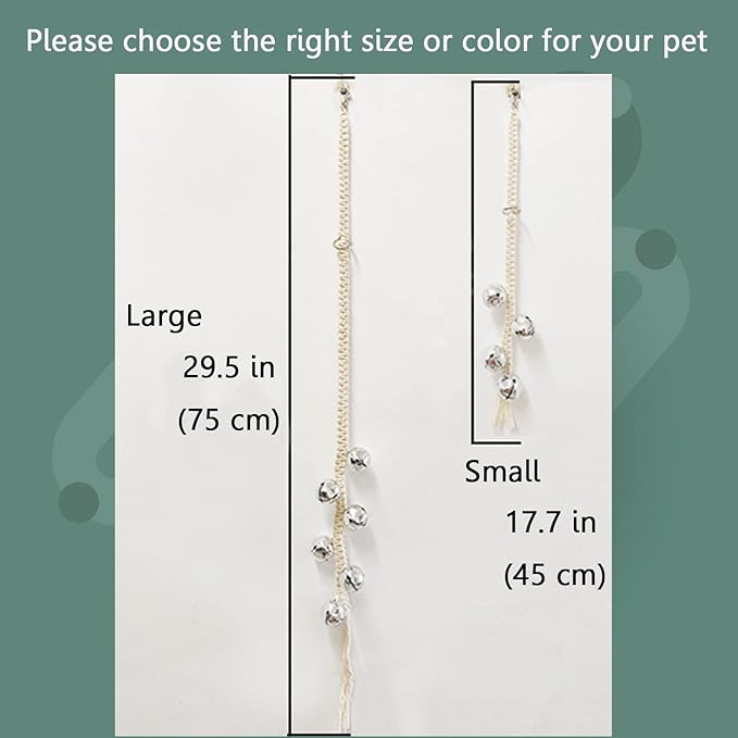 Dog Hanging Doorbells| Extra Loud Dog Potty Training Bells| Adjustable Durable Braided Rope Door Bell for Dogs to Ring to Go Outside(2 Silver)