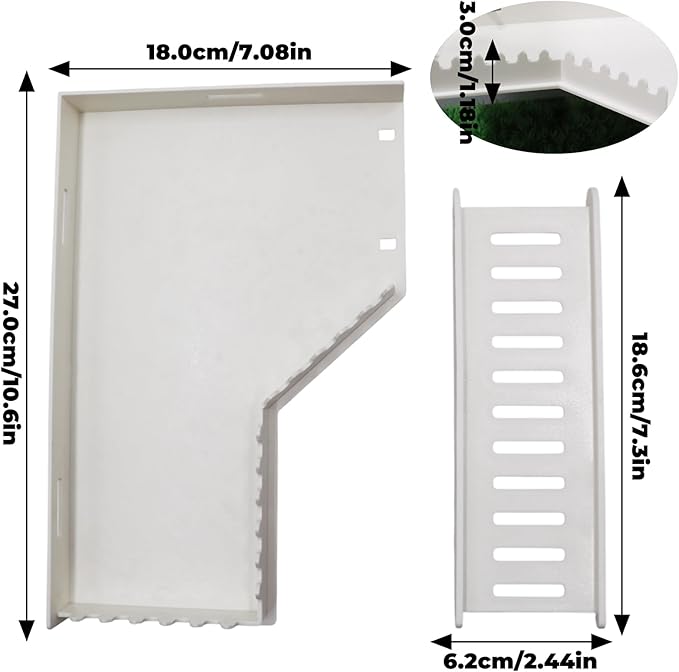 No-Drill Climbing Platform with Ramp, Hermit Crab Climbing Wall & Hideout, Multi-Level Platform with Ladder, No-Tools Mounting for Geckos, Small Lizards, Hamsters