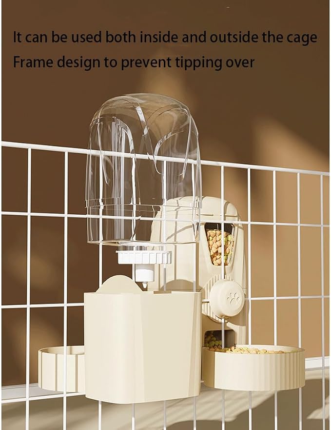 Hanging Pet Feeder Water Dispenser Set - 2-in-1 Gravity Food Water Bowl for Cats Small Dogs Rabbits, Cage Mounted No-Spill Pet Feeding Station (Yellow)