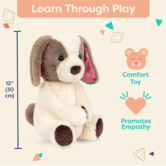 B. toys – 12-Inch Plush Dog – Huggable Dog Stuffed Animal Toy – Soft & Cuddly Plush Puppy – Washable – Babies, Toddlers, Kids – Happy Hues – Cupcake Pup – 0+ Months