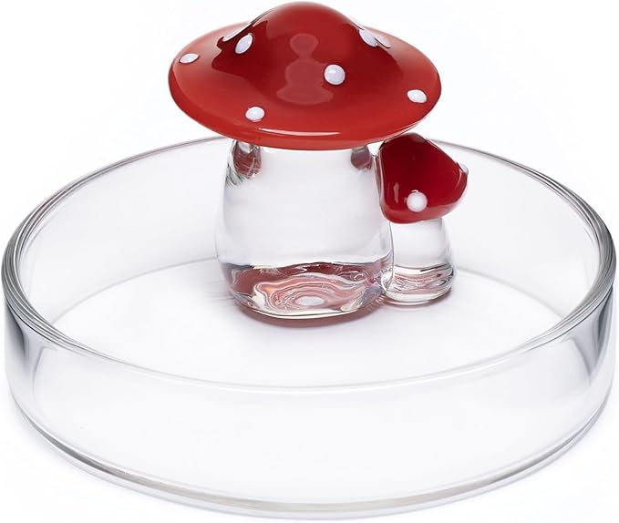 Niteangel Hamster Feeding & Water Bowls- Mushroom Ceramics Series Food Dish Feeding Bowls for Dwarf Syrian Hamsters Gerbils Mice Rats or Other Similar-Sized Small Pets (Feeding Bowl, Glass)