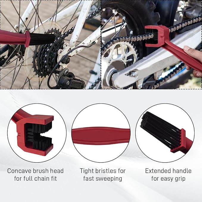1 PCS Bike or Motorcycle Chain Washer, Motorcycle Chain Cleaning Kit, Motorbike Gear Dirt Stain Cleaning Brush, Bicycle Washer Cleaner Brush Tool for Bicycle Mountain Bike (Red, 1PCS)
