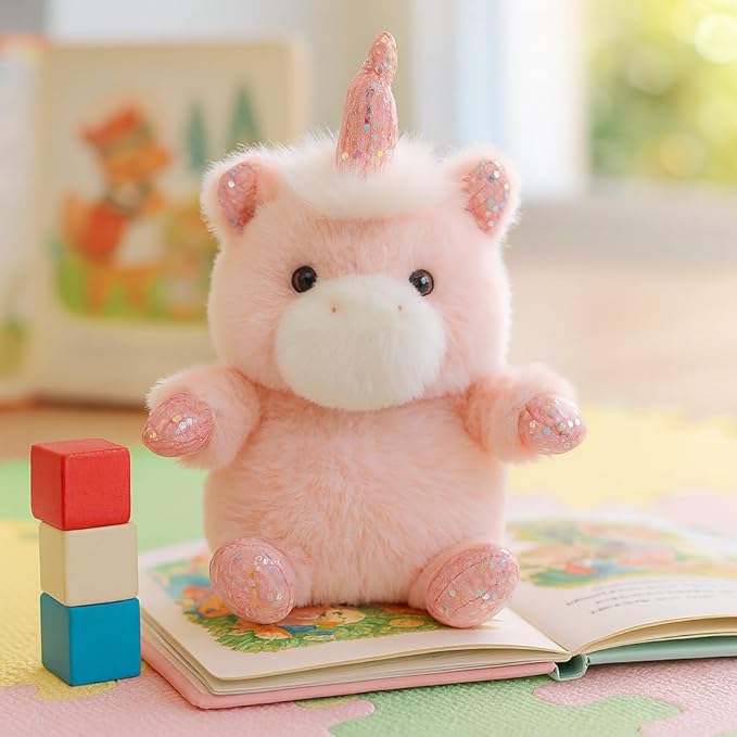 Unicorn Stuffed Animal Adorable Sitting Unicorn Plush Soft Stress Relief Plush Toy Cute Birthday Gifts for Kids Adults,Pink