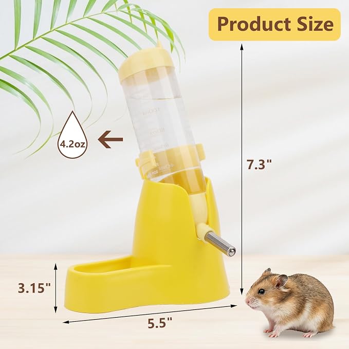 Litewoo 3 in 1 Hamster Water Bottle Small Animal Water Bottle with Food Container Base Hut Hanging Pet Automatic Feeding Drinking Dispenser for Dwarf Hamster Rats Mouse Gerbil Mice
