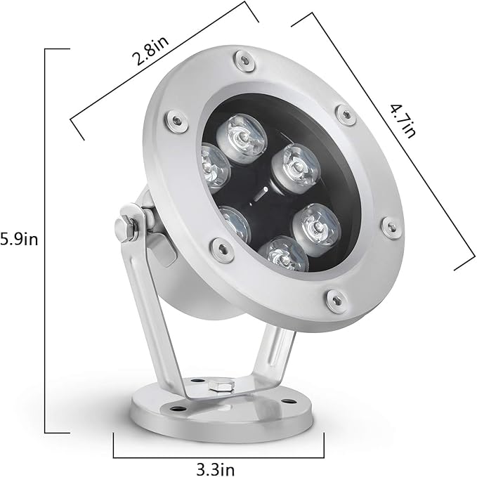 Underwater Light 18W RGB Waterproof Grade IP68 LED Color Changing Spot Light Landscape Lighting Suitable for Swimming Pools, Fountains, Waterfalls, Aquariums（Not Include Transformer）