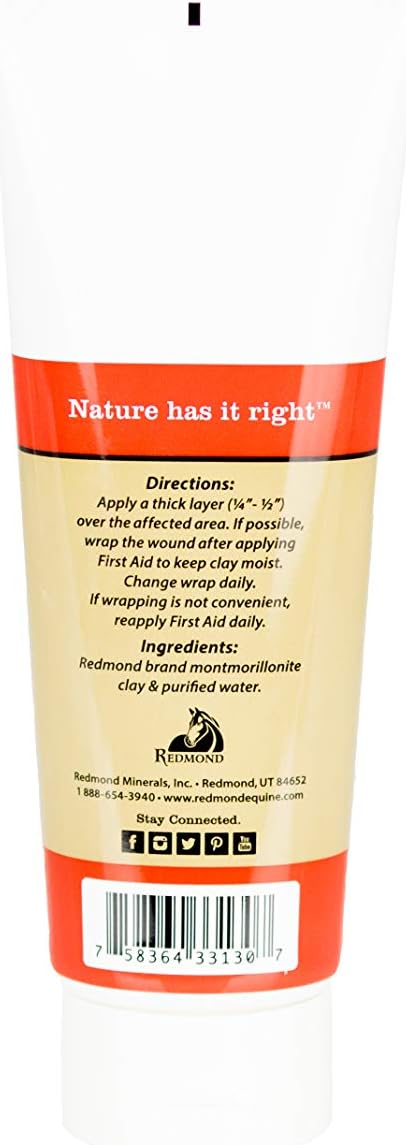 REDMOND First Aid All Natural Hydrated Clay for Horses, 8 Ounce Tube