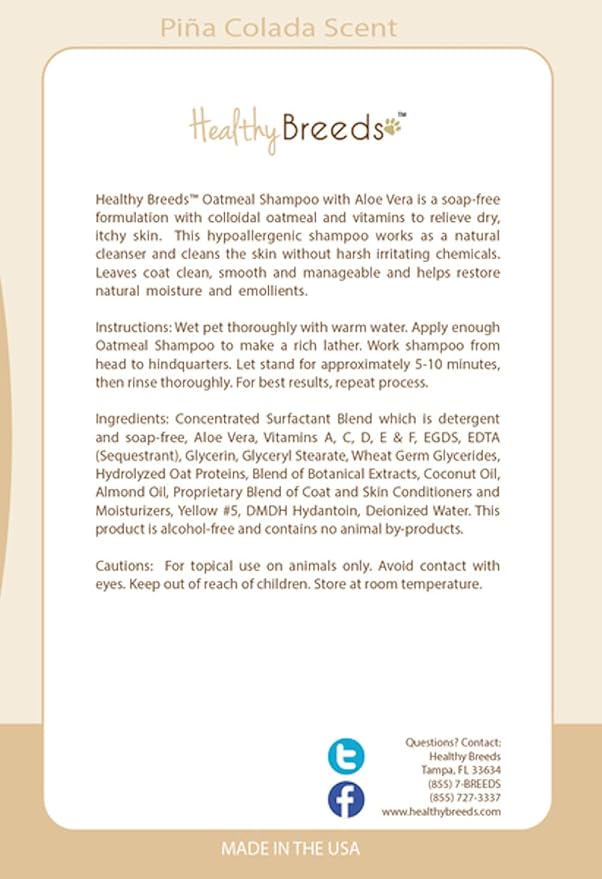 Healthy Breeds Maltese Oatmeal Shampoo with Aloe 16 oz (Pack of 2)