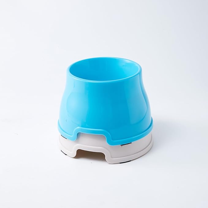Spaniel Bowls for Dogs Long Ears – 2 Pack Long Eared Dog Bowl, No-Spill Food & Water Bowls for Cocker Spaniels, Beagles, & Long-Eared Breeds, Non-Slip Design, Easy to Clean (Blue & White)