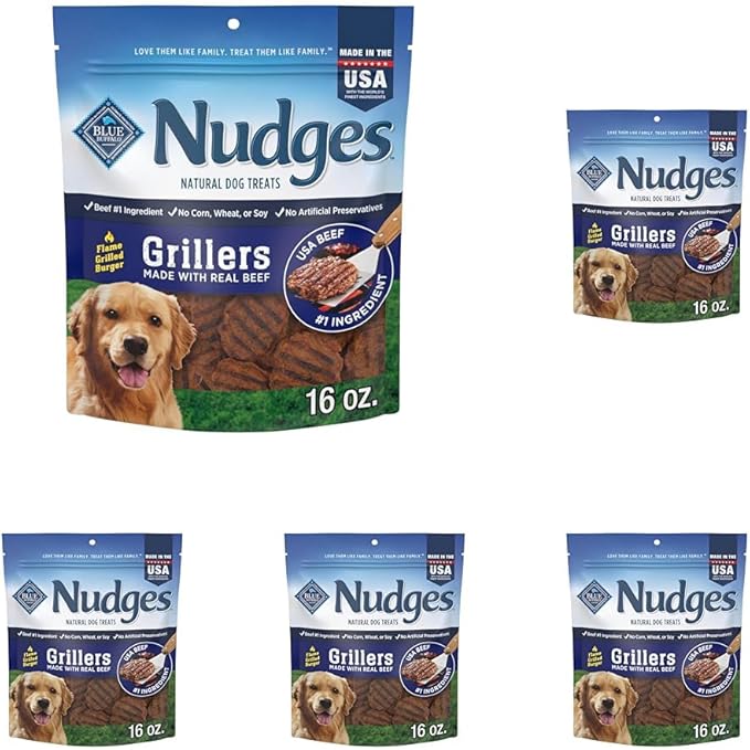 Blue Buffalo Nudges Grillers Natural Dog Treats, Beef, 16 oz, (Pack of 5)