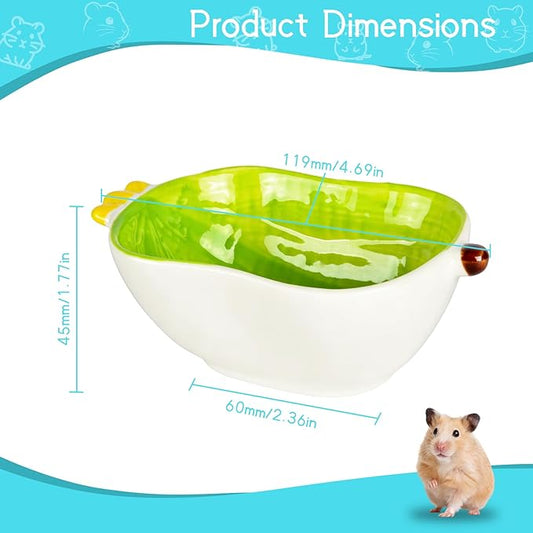 Small Ceramic Hamster Water Bowl Guinea Pig Food Bowl Cute Ferret Rat Chinchilla Rabbit Feeding Dish Young Animal Feeder (Green)