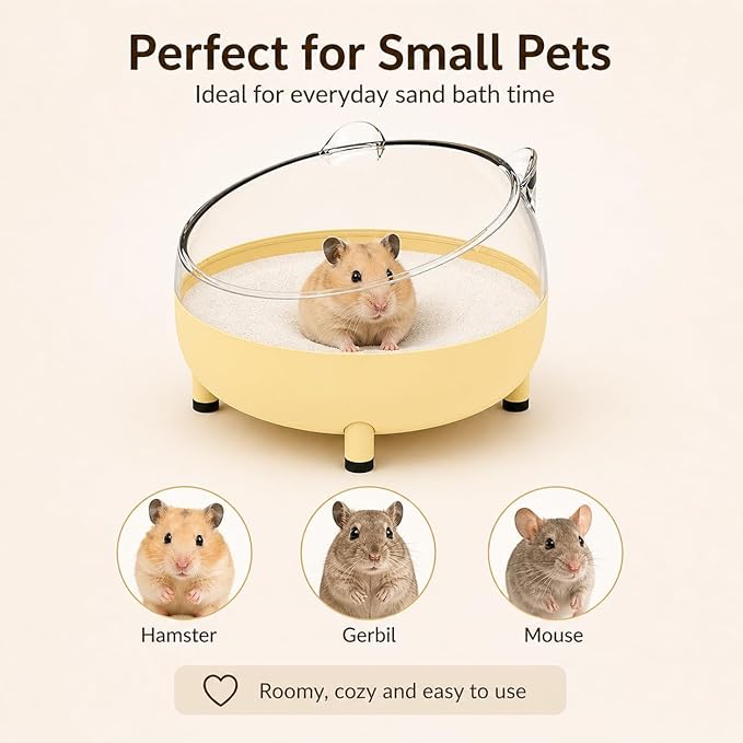 Meow&Woof Hamster Sand Bath Container, Large Sandbox Toilet Gerbil Batheoom, Tiny Chinchilla Dust Bathtub Sand Bath Box for Hamster Cage Accessories 6.5 Inch-Grey