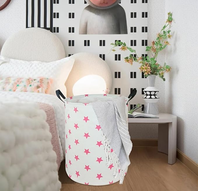 Kids Laundry Hamper Storage Basket Laundry Organizer Hamper Storage Bins Clothes Box Nursery Hamper Gift Basket with Handles (Star)