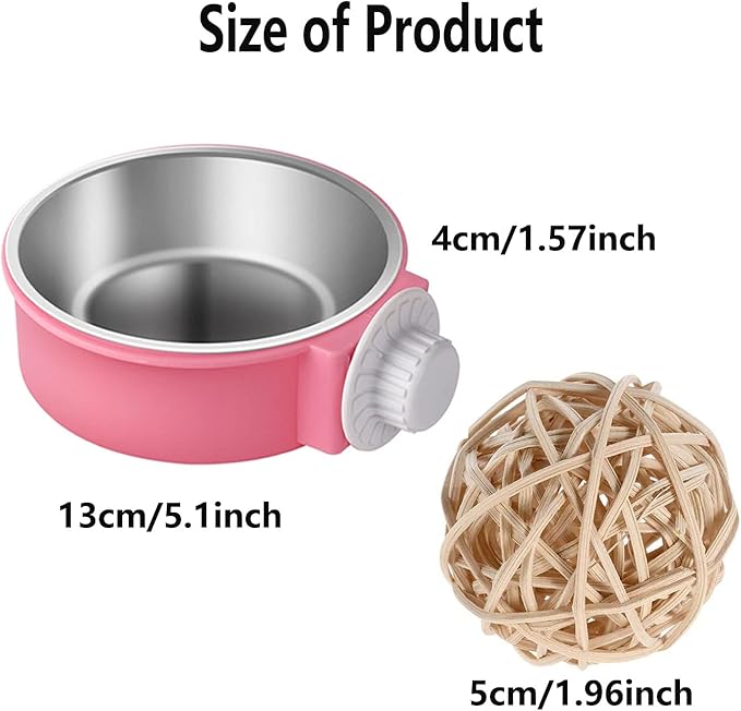 Rabbit Bowls Set, Big Pet Bunny Food Bowls Small Animals Cage Bowl and Stainless Steel Hanging Water Food Feeder Bowls for Big Bunny Food Dish (4 PCS)