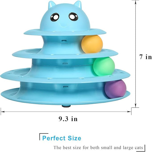 UPSKY Cat Toy Roller 3-Level Turntable Cat Toys Balls with Six Colorful Balls Interactive Kitten Fun Mental Physical Exercise Puzzle Kitten Toys