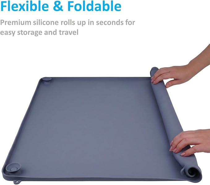 2-in-1 Silicone Dog Pee Pad Holder Tray, 24”x35” Large - Non-Slip Potty Training Tray for Medium & Large Dogs with Corner Snaps, Raised Edges - Wall-Mountable Indoor Dog Toilet & Splash Guard